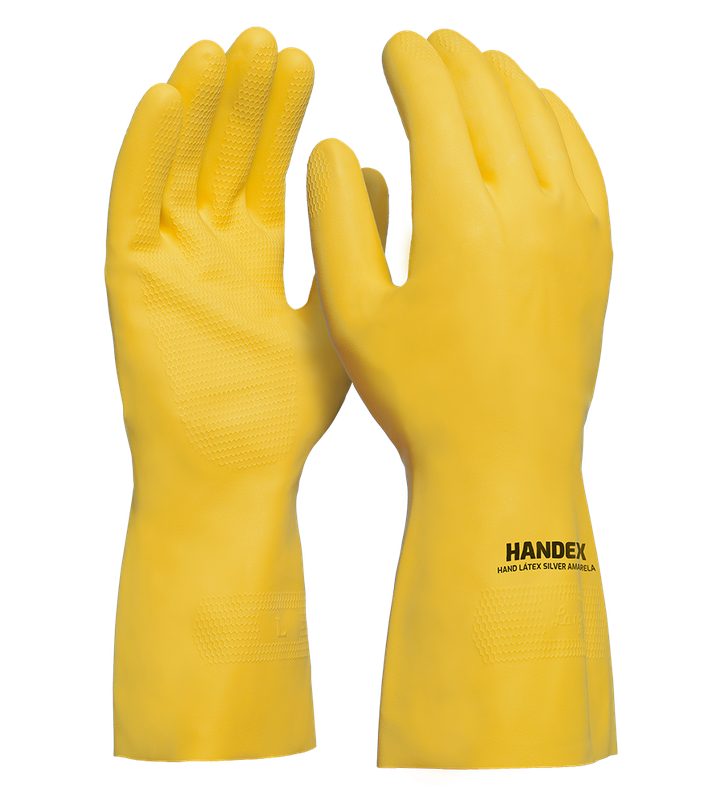 LUVA HANDEX HAND LÁTEX SILVER AMARELA CA: 47.061