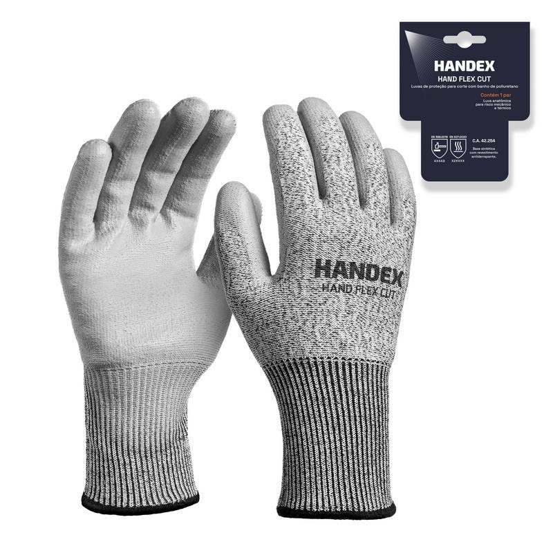 LUVA HANDEX HAND FLEX CUT CINZA CA: 42.254 - PAR ENCARTELADO